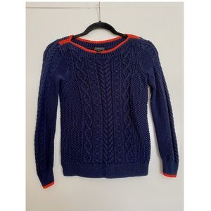 J. Crew Tipped Cable Knit Sweater, XXS, Navy